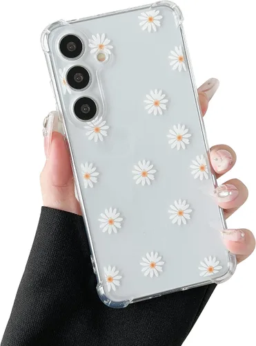 Miniatura 12 de ZTOFERA Funda transparente para Samsung Galaxy S24 con bonito patrón de flores para mujeres y niñas, funda protectora a prueba de golpes, delgada