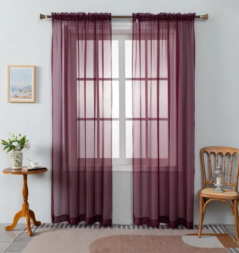 Miniatura 19 de WPM - Cortinas traslúcidas de gasa transparente con bolsillo para barra, 2 paneles de cortinas traslúcidas para dormitorio, cocina, sala de estar