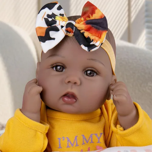 Milidool Muñecas de bebé Reborn negras realistas de 18 pulgadas, muñeca de bebé negra recién nacida con peso real, juego de regalo para niñas a