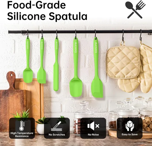 Miniatura 5 de Juego de 5 Espátulas de Silicona - Resistentes al Calor 446°F Grado Alimenticio Sin BPA, Antiadherentes Seguras para Utensilios de Cocina Aptas