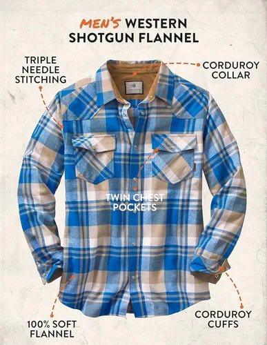 Miniatura 4 de Legendary Whitetails - Camisa de franela para hombre, estilo Shotgun Western