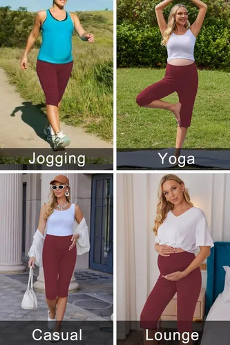 Miniatura 4 de Ekouaer Pantalones cortos de maternidad para mujer, pantalones capri de maternidad, pantalones cortos de yoga, pantalones cortos para embarazo