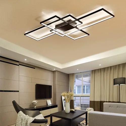 Miniatura 6 de Lámparas LED de diseño moderno, 3 lámparas de acrílico rectangulares, control remoto regulable, montaje empotrado, lámparas de techo para sala