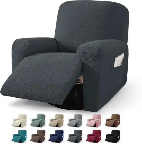 Miniatura 32 de JIVINER Fundas reclinables de gran tamaño de 3 piezas para sillón reclinable grande con bolsillos, tela jacquard elástica Lazy Boy funda para sofá