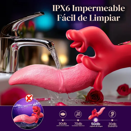 Miniatura 6 de Toendi Vibrador de lengua de juguete para mujeres, juguetes sexuales, vibradores de punto G, consolador con 9 modos de vibración, 9 modos de Lengua