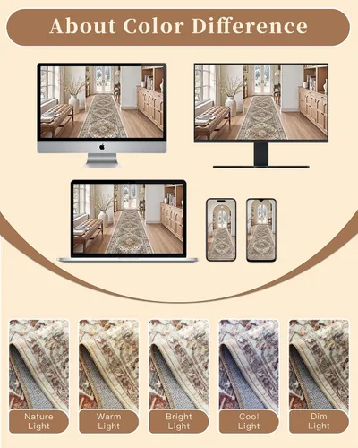 Miniatura 48 de Madane Tapete lavable de 2 x 10 pies para pasillo, cocina, recibidor, clásico, suave, antideslizante para interiores, casa de campo, baño, sala