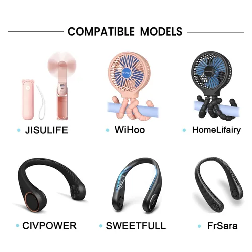 Miniatura 2 de Cable cargador de mini ventilador USB C de 5 pies para ventilador JISULIFE, Aluan, WiHoo, CIVPOWER Neck Fa-n, HomeLifairy, FrSara, sin aspas, cable