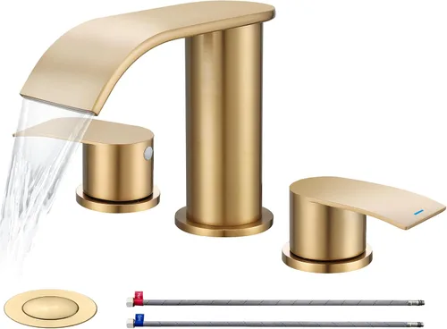 Miniatura 19 de Ultimate Unicorn Grifo de Baño para Lavabo Dorado Cepillado, Grifo de Lavabo de Baño de 4 Pulgadas para 3 o 2 Agujeros, Grifos de Cascada de 2 Oro