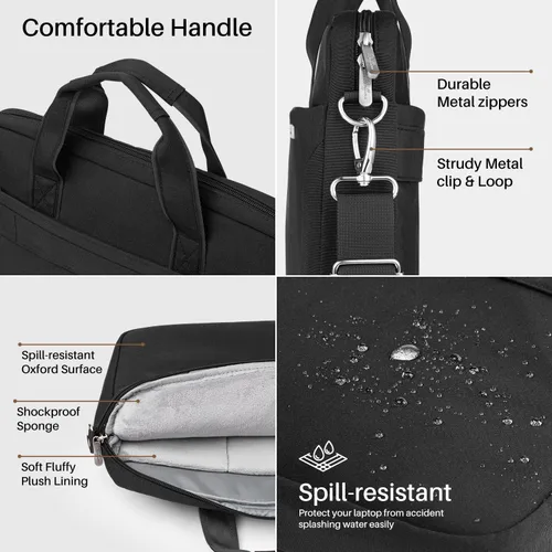 Miniatura 6 de BAFFINA Bolsa de hombro para laptop de 15.6, 16, 17.3 pulgadas, para hombres y mujeres, funda de transporte impermeable para computadora, bolsa