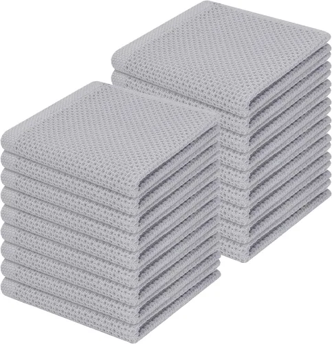Miniatura 306 de Homaxy Paños de cocina de 100% algodón con tejido de gofre, ultra suaves, absorbentes, de secado rápido, 12 x 12 pulgadas, paquete de 6, amarillo