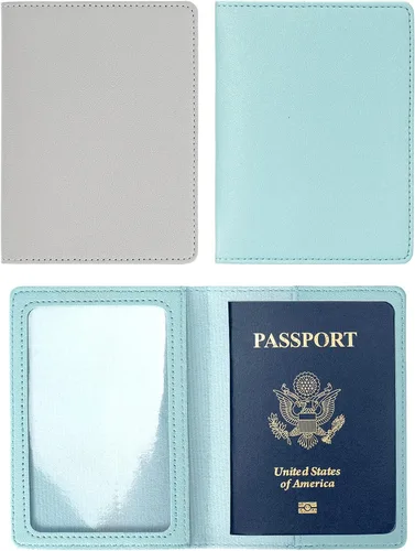 Miniatura 10 de Paquete de 2 portatarjetas de pasaporte y vacunación, de piel sintética, para pasaporte, funda protectora para vacunas, cartera de pasaporte