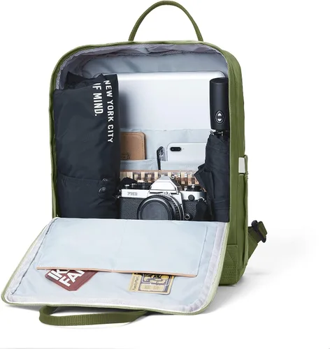 Miniatura 6 de KALIDI Mochila casual para laptop de 15 pulgadas, mochila clásica para campamento, viajes, exteriores, cuadrada, mochila para universidad, Verde