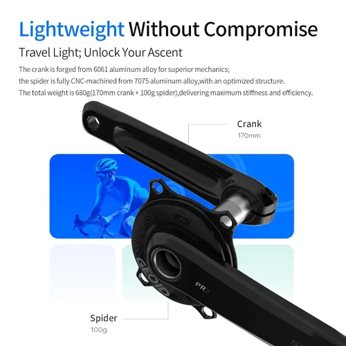 Miniatura 7 de GEOID PM500 Medidor de Potencia de Bicicleta con Conjunto de Manillar, ±1.5% de Precisión, Peso Ligero 680g, Batería de Larga Duración de 300h