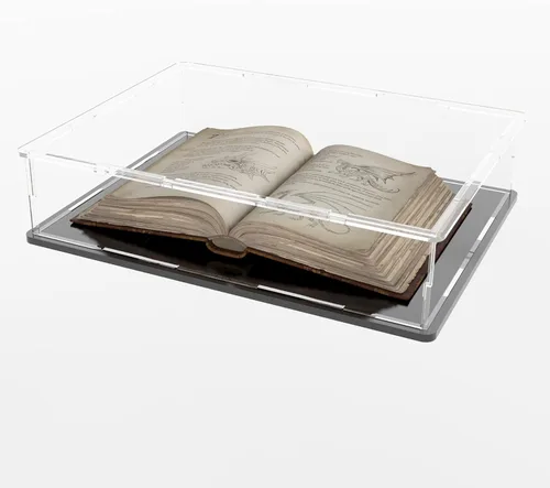 Miniatura 28 de Estuche acrílico de 8 pulgadas para exhibición, caja de acrílico transparente para coleccionables, funda de vidrio alternativo con soporte negro