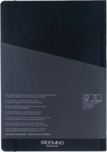 Miniatura 9 de Fabriano Ecoqua Plus Cuaderno encuadernado en tela, 8.3 x 11.7 pulgadas, A4, forrado, negro