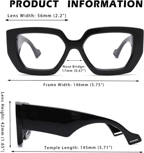 Miniatura 4 de Gafas de luz azul de marco grueso para mujeres y hombres, anteojos cuadrados de moda para juegos de computadora con lente transparente