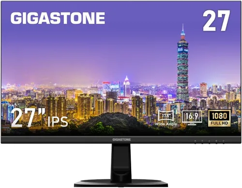 Gigastone - Monitor LED de 27 pulgadas IPS con retroiluminación, 75Hz FHD 1920 x 1080, 178° de visión amplia sin marco, monitor de computadora de