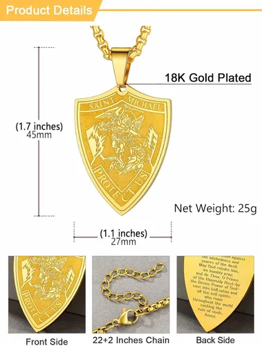 Miniatura 46 de U7 Saint Benedict/Michael Medal Necklace, 316L Stainless Steel Virgin Mary Necklace for Men Women, Bible Verse Protection Necklace Catholic