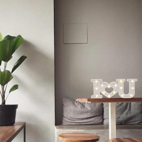 Miniatura 5 de Uonlytech Letrero con luces LED románticas con diseño de letras, funciona con pilas, lámpara decorativa con texto en inglés "I Love You