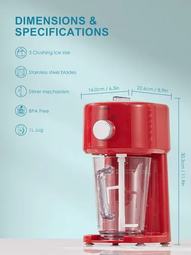 Miniatura 4 de Reemix Máquina de hielo afeitado, máquina de afeitar eléctrica de hielo y máquina de cono de nieve con almacenamiento de gran capacidad, trituradora