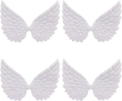 GSHLLO 30 parches de alas de ángel con purpurina, apliques bordados, adornos de tela, adornos para manualidades, costura