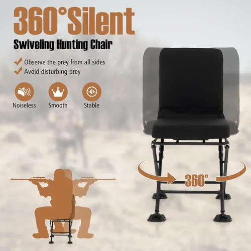 Miniatura 3 de S AFSTAR Safstar - Silla plegable de caza, persiana giratoria de 360 grados con cojín acolchado y capacidad de carga de 330 libras, asiento de Negro