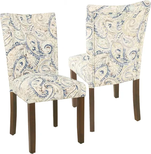 Miniatura 219 de Homepop Silla de comedor con detalles festoneados, sillas de comedor Parsons tapizadas, muebles decorativos para el hogar, tejido gris claro