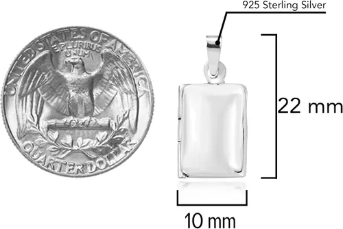 Miniatura 5 de AeraVida Colgante rectangular simple y elegante para recuerdos preciosos y medallones grabables, collar de cadena de plata de ley 925