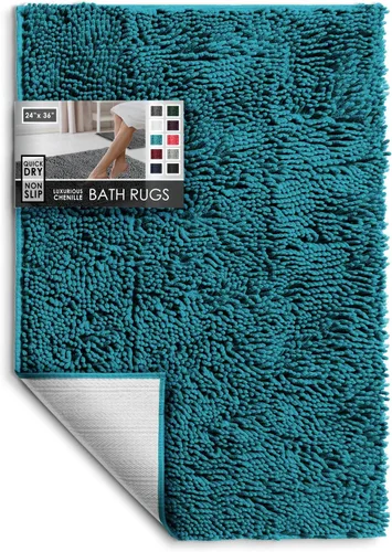 Miniatura 74 de Hearth & Harbor Alfombras de baño, tapete de baño de chenilla - Alfombras de baño lavables a máquina para baño con respaldo antideslizante de goma