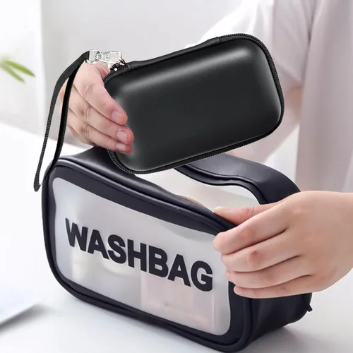 Miniatura 5 de MUQING Gafas portátiles y estuche de contacto 2 en 1, estuche de contacto de viaje, soporte para caja, incluye espejo integrado, pinzas, botella
