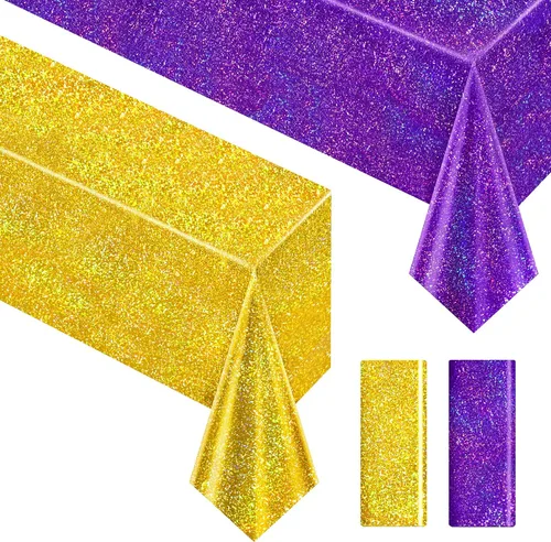 Miniatura 46 de Just Shimmer Mantel holográfico azul claro de 40" x 108" Decoración de fiesta rosa fuerte Día de San Valentín Fiesta de cumpleaños Decoración