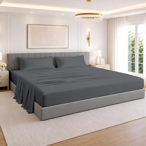 Miniatura 15 de SGI Bedding Juego de sábanas de 108 x 108 pulgadas, 4 piezas, 100% algodón egipcio, bolsillo profundo de 12 pulgadas, ultra suaves, transpirables