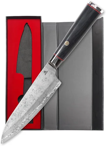 Miyake Cuchillo de chef japonés Gyuto de 7.5 pulgadas, cuchillo de cocina afilado de acero inoxidable 9Cr18MoV con mango G10 y madera de Pakkawood,