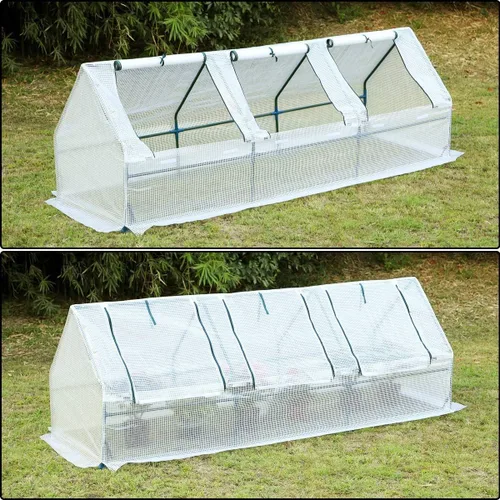 Miniatura 6 de YOLENY Mini invernadero de 95 pulgadas de ancho x 32 pulgadas de profundidad x 32 pulgadas de alto, casas verdes portátiles para invierno exterior