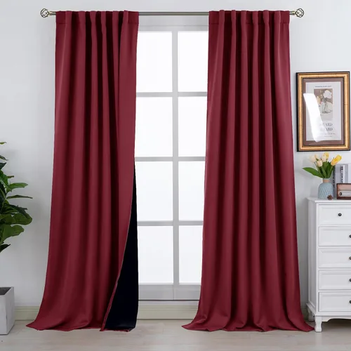 Miniatura 185 de BGment Cortinas 100% opacas beige de 63 pulgadas de largo con forro aislante térmico, bolsillo para varilla y lengüeta trasera de doble capa