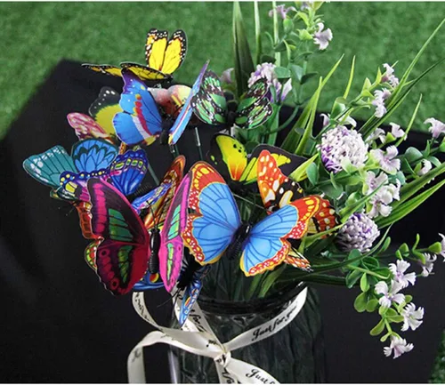 Miniatura 5 de Toyvian Palos de estacas de mariposa para exteriores, jardín, patio, maceta, suministros de fiesta, 24 piezas (azul)