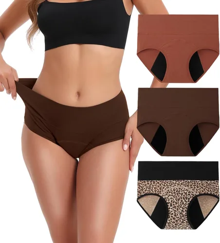 Miniatura 10 de INNERSY Ropa Interior para Período Menstrual para Mujeres, Antiderrames, de Cintura Alta, de Algodón, Pack de 3