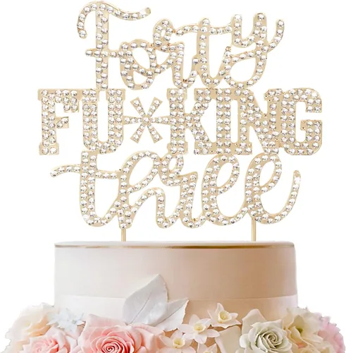 Miniatura 26 de LINGTEER Veintiún divertidos adornos dorados para tartas con diamantes de imitación – Saludos a los 21 años de edad, decoración de centros de mesa