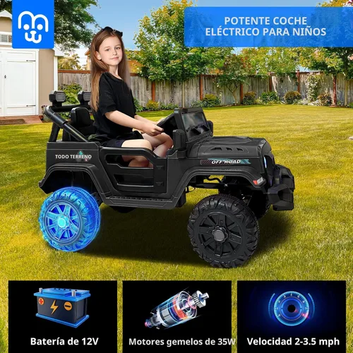 Miniatura 3 de MINIATURE MOTORS Camioneta eléctrica de 12 V para niños con control remoto, motores gemelos de 35 W, velocidad máxima de 3.5 MPH, reproductor