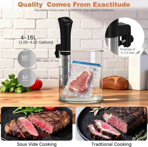 Miniatura 7 de Cocina Sous Vide, enfriador de vino, 1000 W, máquina Sous Vide para cocina, circulador de inmersión, kit de Sous Vide con bolsas de vacío, bomba