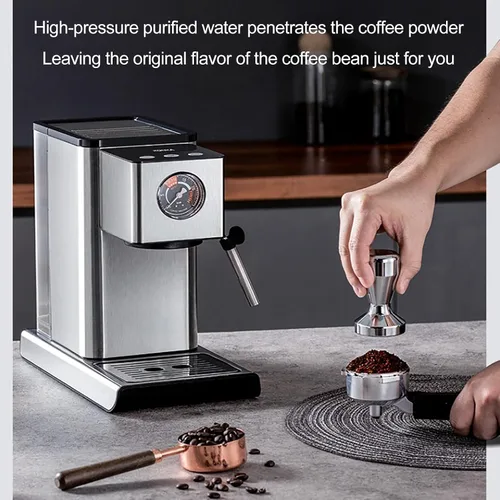 Miniatura 6 de Máquina de café expreso portátil, máquina de café semiautomática para uso doméstico, máquinas de capuchino para el hogar, con bomba de presión de 15