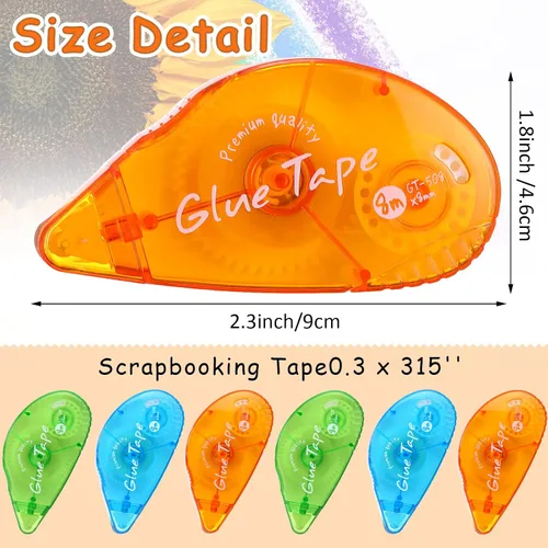 Miniatura 2 de Geyee 30 piezas de cinta adhesiva de doble cara con rodillo, adhesivo permanente de 0,76 cm x 800 cm, cinta de doble cara con puntos para álbumes