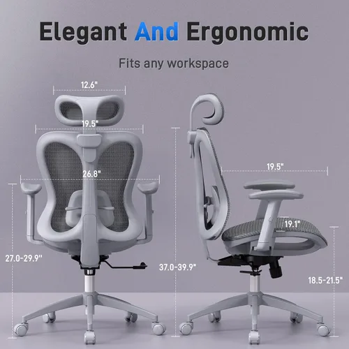 Miniatura 3 de amseatec Silla ergonómica de escritorio de oficina, cómoda silla de juegos para computadora, respaldo y asiento de malla transpirable, reposabrazos