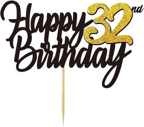 Miniatura 8 de Decoración para tarta de cumpleaños número 24 con purpurina para 24 años, decoraciones de cumpleaños de 24 años, decoraciones doradas para tartas