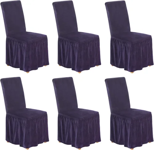 Miniatura 25 de NICEEC Fundas de silla de elastano para sillas de comedor, juego de 6 fundas de sillas de comedor extraíbles con falda, fundas de silla de comedor