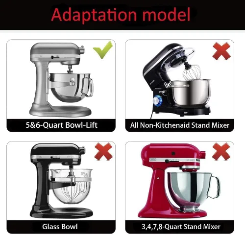 Miniatura 5 de Batidor plano de paleta de acero inoxidable para ayuda de cocina de 5 cuartos Plus y 6 cuartos de galón, soporte de elevación, accesorios de ayuda