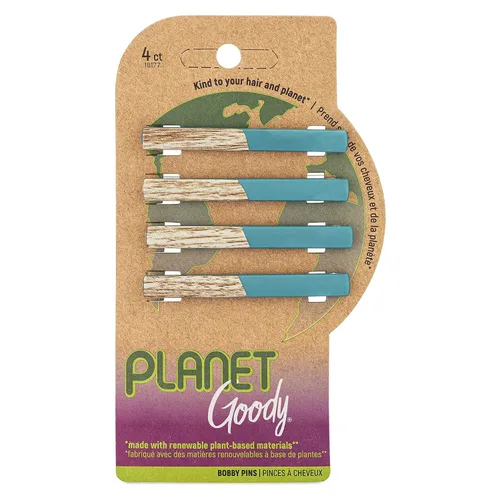 Planet Goody Bobby Pins - 4 unidades, color azul, bobbies deslizantes para peinar con facilidad, accesorios para el cabello para hombres, mujeres,