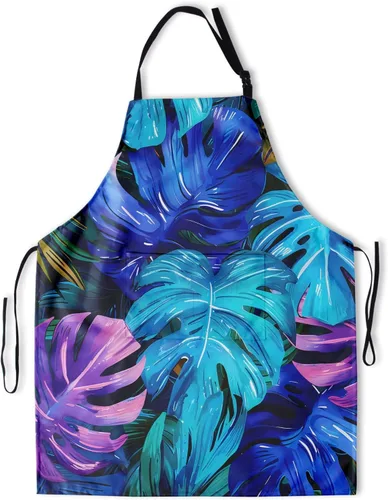 Miniatura 12 de Delantal impreso delantales de pintura de poliéster con bolsillo para cocinar cocina a la parrilla adultos