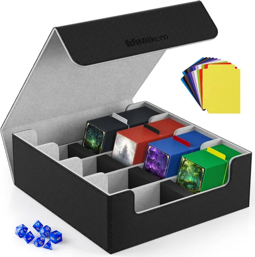 Miniatura 13 de Mlikero Paquete de 4 Cajas para Mazos de Cartas, Caja para Mazo Commander Contiene más de 400 Cartas con Funda Individual con 4 Separadores, Caja