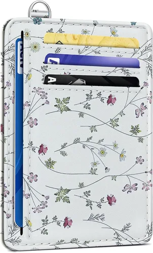 Miniatura 12 de SEAVILIA Tarjetero de crédito para mujer, cartera RFID para mujer, tarjetero de bolsillo frontal delgado y minimalista, bonito estuche delgado